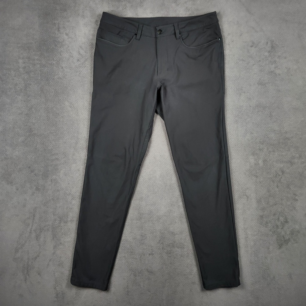Lululemon ABC Skinny Fit Pant Mens 34 Black Warpstreme Performance LM5AD5S